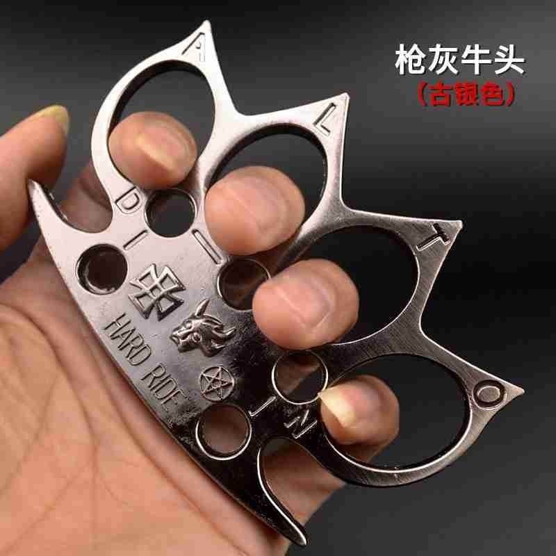 22760329022_1982864080.jpg Defense equipment thickened bull head tiger finger martial arts gloves hand buckle fist buckle iron four-finger tiger fighting hand support ring ring - Image 1
