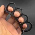 The new knuckle copper ring four-finger ring hand brace small cute shoulder pole finger tiger fist buckle ring iron four-finger hand buckle - Image 6