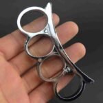 The new knuckle copper ring four-finger ring hand brace small cute shoulder pole finger tiger fist buckle ring iron four-finger hand buckle - Image 2