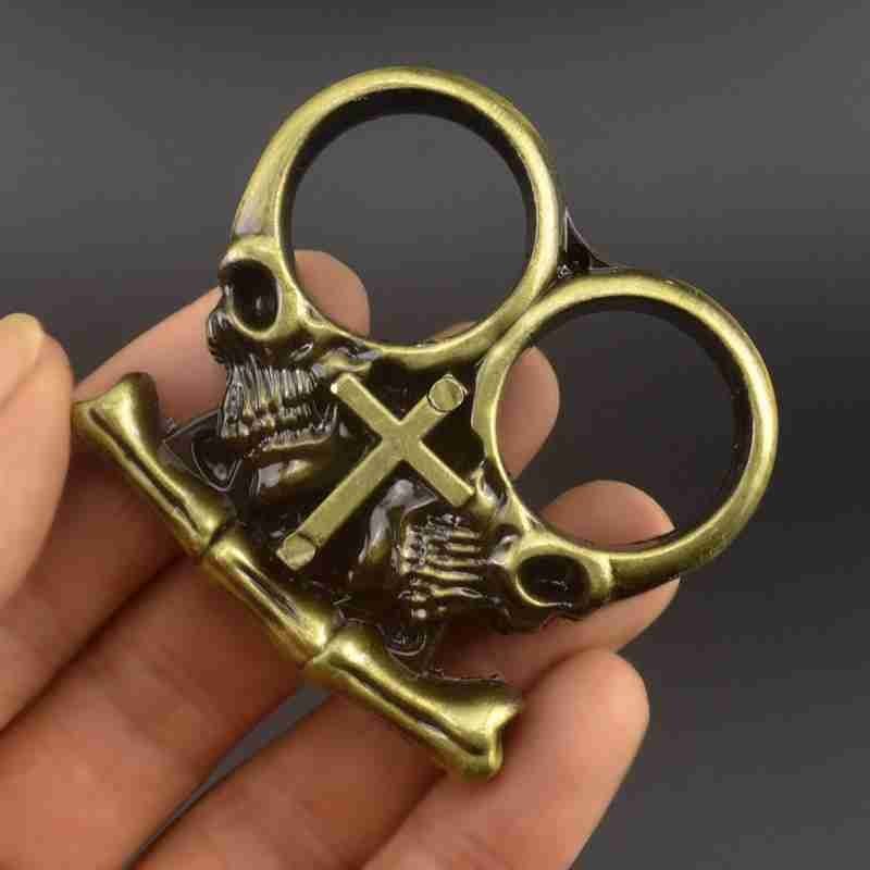 23525267538_1982864080.jpg All-metal life-saving tool two-fingered cartoon anti-wolf self-defense key pendant survival hand buckle white bone essence two-fingered tiger - Image 1