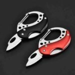 Cutting Tool Survival Carabiner Snap Mini Knife Spring Clip Camping Hiking Hook Backpack Tactical Buckle ClipKey Ring Keychain