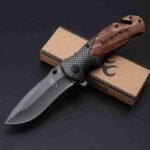 Outdoor Tactical Folding Knife Wood Handle Outdoor Safety-defend Camping Hunting Survival Pocket Knives EDC Tool