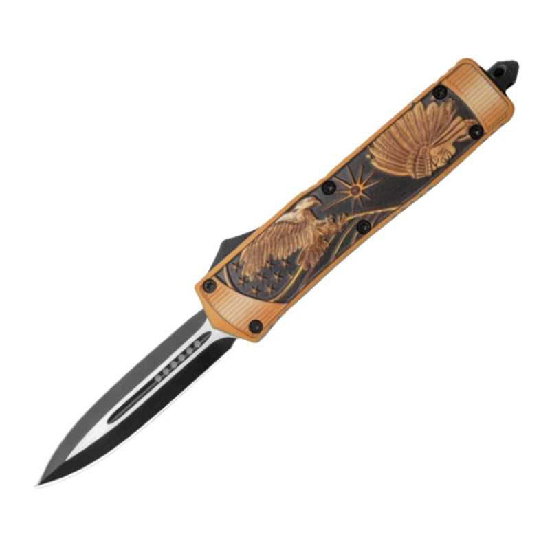 Rumble-Black-Orange-OTF-Auto-Dagger-Eagle-Headdress-TT-GX-38181-jr-large_副本.webp 5.5 INCH Rumble Black/Org OTF Auto Knife Dagger Eagle/Headdress - Image 1