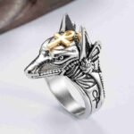 Self-defense Ring Stainless Steel Retro Wolf Knuckle Ring And  Survival Protection Ring