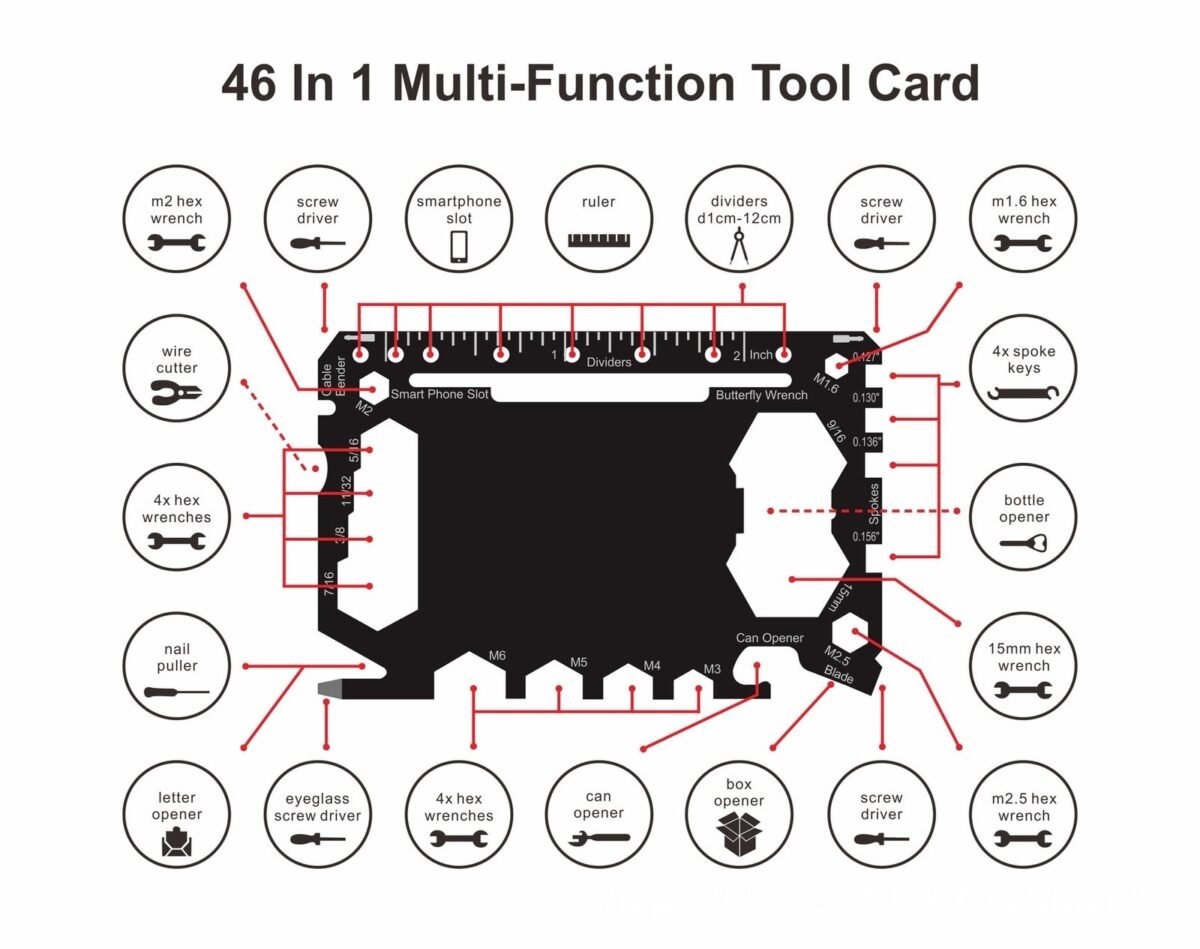 Ferramenta cartão multitool 46 pol. aço inox FC-9024