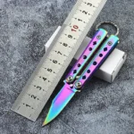 1pc Portable Stainless Steel Folding Butterfly Knife,EDC Outdoor Game Practice Knife,Suitable for Beginners to use