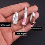 21 Styles Mini Brass Wood Folding Knife Acrylic Sharp EDC Self-defense Portable Keychain Hanging Outdoor Unboxing Knife - Image 3