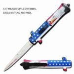 9inch American flag ITALIAN STILETTO OTF DOUBLE ACTION KNIVES-TKST44