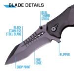 MT-A845 Spring Assist Folding Knife, Black Blade,camping Survival Tactical knives - Image 6