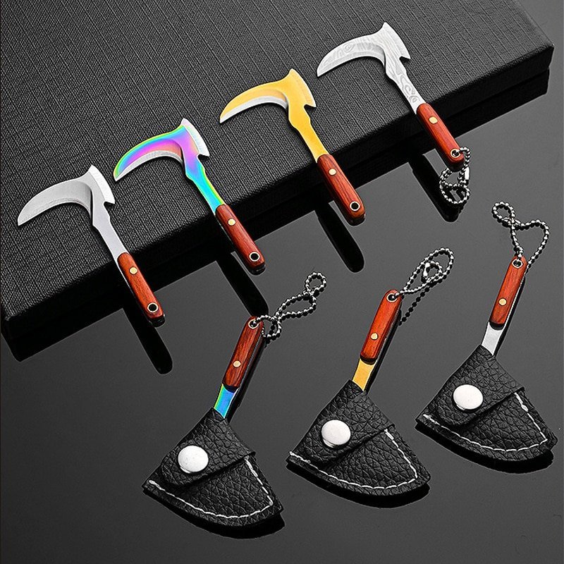 Mini-Sickle-Pendant-Keychain-Mini-Vegetable-Knife-Hanging-Keyring-Holder-Car-Key-Chains-Rings-Outdoor-Camping.jpg Mini Sickle Pendant Keychain Mini Vegetable Knife - Image 1
