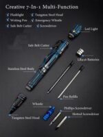 NEW 7-In-1 Outdoor EDC Multi-Function Self Defense Tactical Pen With Emergency Led Light Whistle Glass Breaker Outdoor Survival - Image 4
