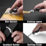 Outdoor Camping Portable Folding Knife Multifunctional Serrated Hook Knife Stainless Keychain Survival Cutter Tool Box Opener - Image 3