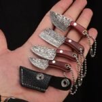 Portable Keychain Pocket Knife Stainless Steel Camping Small Mini EDC Knife Peeler Fixed Blade Wood Handle Kitchen Multi Knives
