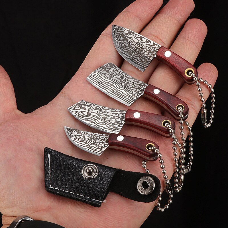 Portable-Keychain-Pocket-Knife-Stainless-Steel-Camping-Small-Mini-EDC-Knife-Peeler-Fixed-Blade-Wood-Handle.jpg Portable Keychain Pocket Knife Stainless Steel Camping Small Mini EDC Knife Peeler Fixed Blade Wood Handle Kitchen Multi Knives - Image 1