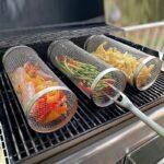 Rolling Grilling Basket Barbecue Cooking Grill Grate Portable Round Outdoor Camping Barbecue Rack Cookware Kitchen Tool - Image 2
