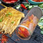 Rolling Grilling Basket Barbecue Cooking Grill Grate Portable Round Outdoor Camping Barbecue Rack Cookware Kitchen Tool - Image 4