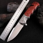 Custom Logo high Quality Stainless Steel Survival Tactics Pocket Folding Knife With Wood Handle